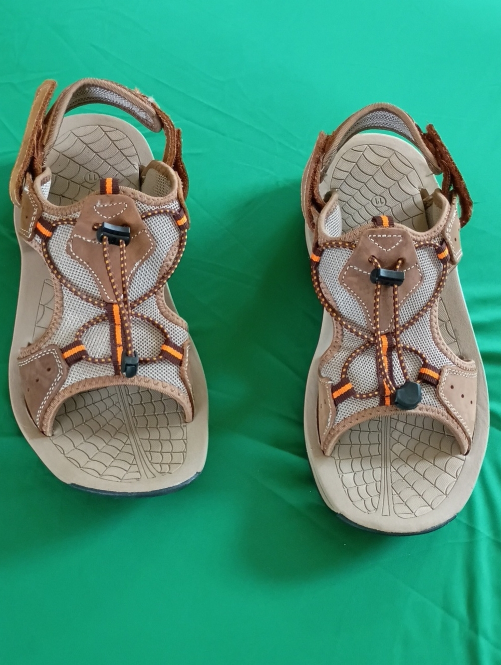 Bass Pro Shops Brown and Orange Men's Outdoor Sandals with Bungee